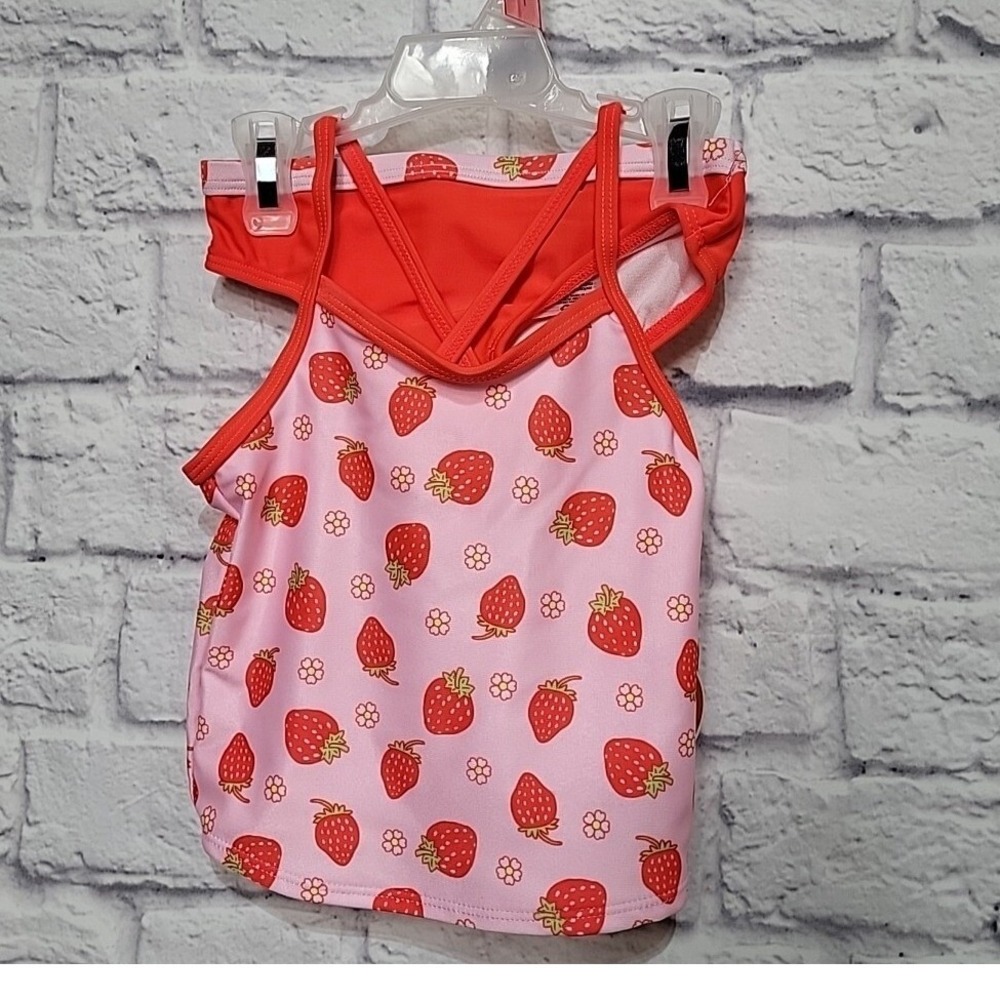 Wonder Nation Girls Strawberry Tankini Swimsuit Pink Orange 2T UPF‎ 50+ NWT